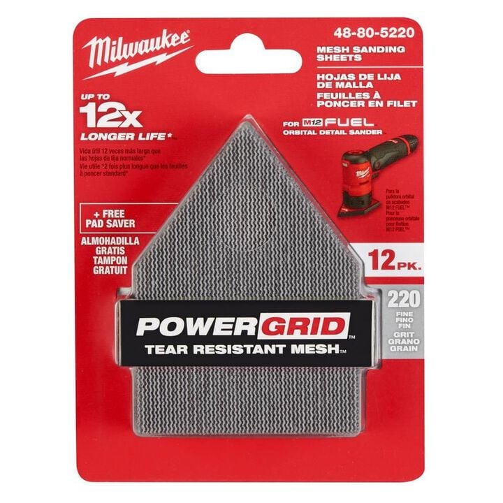 Milwaukee 220 Grit Mesh Sanding Sheets for M12 Orbital Detail Sander 12pk, large image number 10
