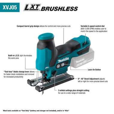 Makita 18V LXT Brushless Cordless Barrel Grip Jigsaw (Bare Tool), large image number 19