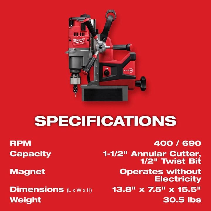 Milwaukee M18 FUEL 1-1/2inch Lineman Magnetic Drill Kit, large image number 7