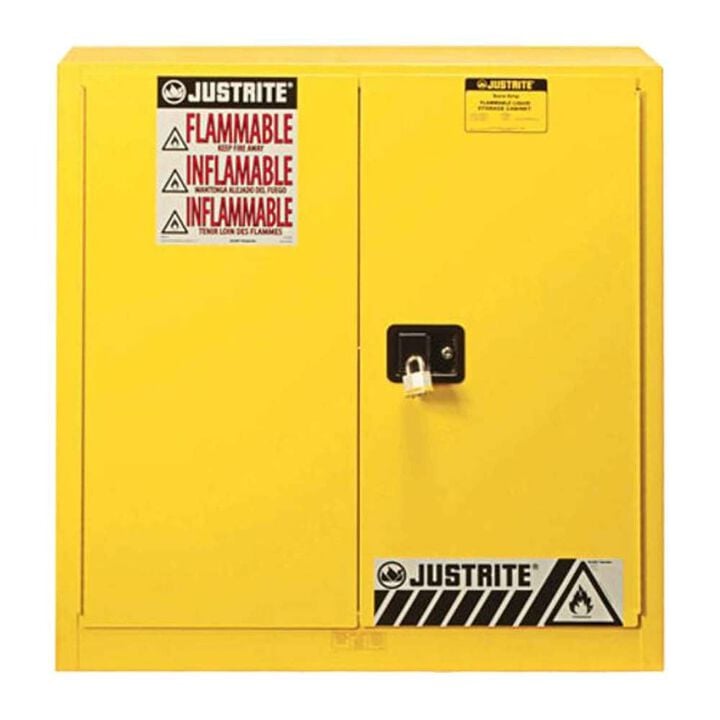 Justrite 35 In. Height 30 Gallon Yellow Steel Manual Close Cabinet