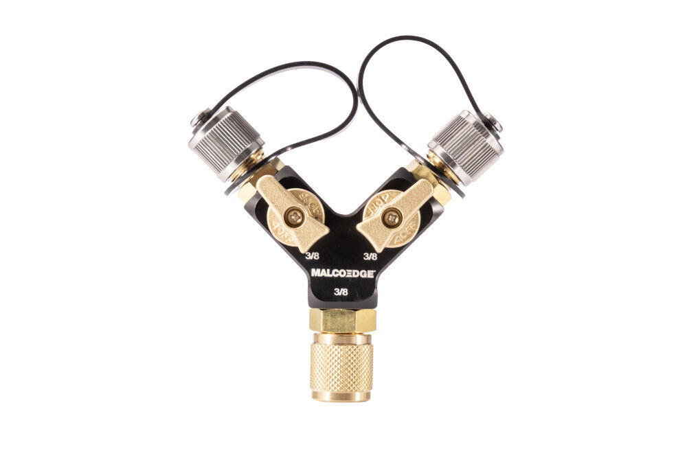 Malco Products Dual-Valve Hi-Flow Y Branch 3/8 Inch x 3/8 Inch x 3/8 Inch, large image number 1