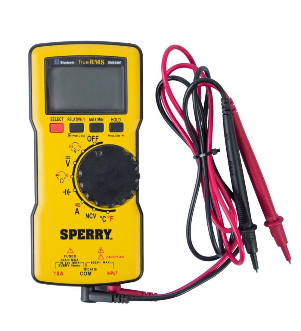 Sperry Instruments DM6850T Digital Multimeter Thin TRMS Bluetooth Autoranging 600 V AC/DC 10A Current Continuity Resistance Capacitance Frequency Temperature, large image number 1