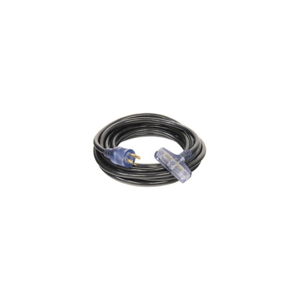 Century Wire 25 ft 10/3 SJTW Black Lighted Triple Tap Generator Cord, large image number 2