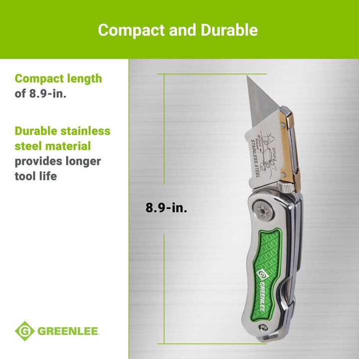 Greenlee Folding Utility Knife with Retractable 3-Position Serrated Blade, large image number 9