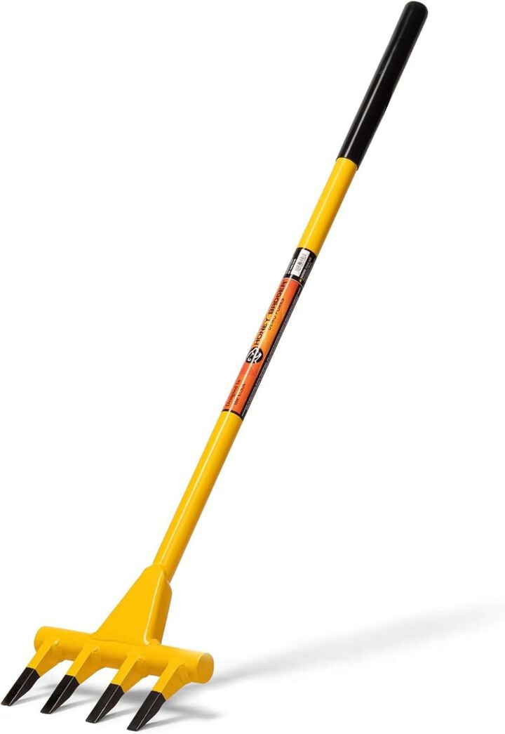 Honey Badger 4-Tine 40.5 Inch Steel Yellow Demo Fork with 40 Inch Handle, large image number 0