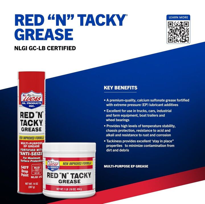 Lucas Oil 14 Oz Cartridge Red N Tacky Grease, large image number 3