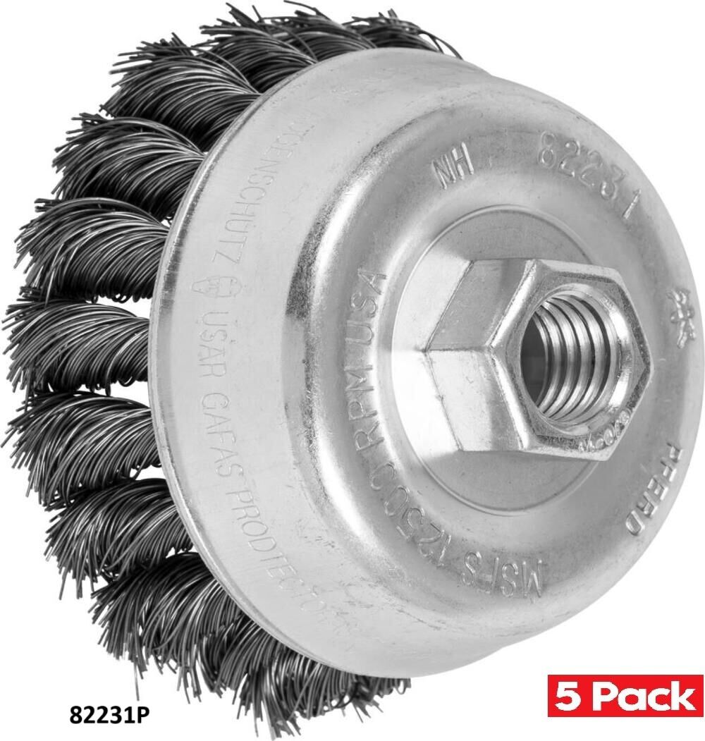 Pferd 3-1/2 Inch, 0.014 Inch Carbon Steel Knot Wire Cup Brush Bundle, 5 Pieces, large image number 2