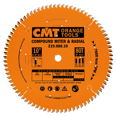 CMT 10 In x 80 x 5/8 In Industrial Sliding Compound Miter & Radial Blades