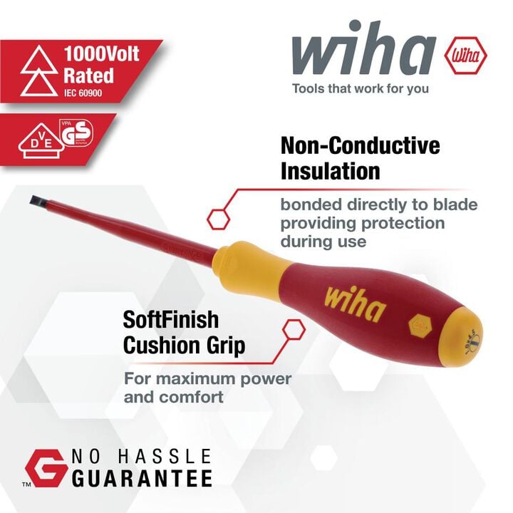 Wiha Insulated SoftFinish Cushion Grip Screwdrivers Set 6 Piece, large image number 1