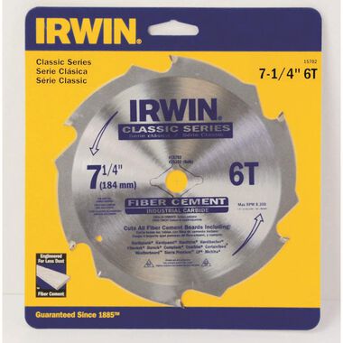Irwin 7-1/4 In. 6T Fiber Cement Saw Blade, large image number 0