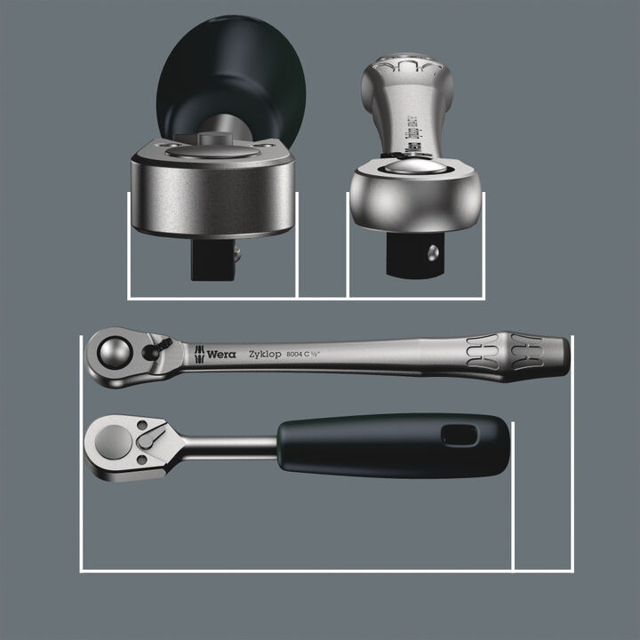Wera Tools 8004 C Zyklop Metal Ratchet W/ Switch Lever & 1/2in Drive, large image number 4