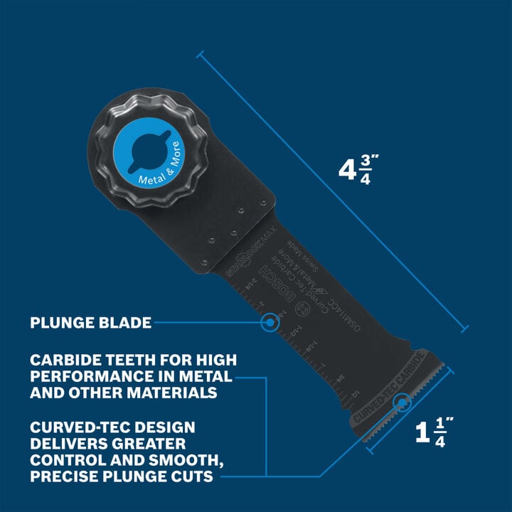 Bosch 1-1/4 Inch StarlockMax Oscillating Multi-Tool Curved-tec Carbide Extreme Plunge Blade, large image number 1