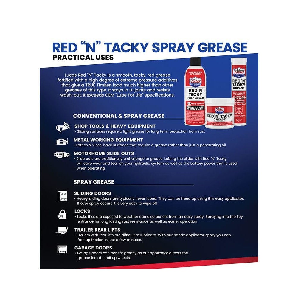 Lucas Oil 14 Oz Cartridge Red N Tacky Grease, large image number 5