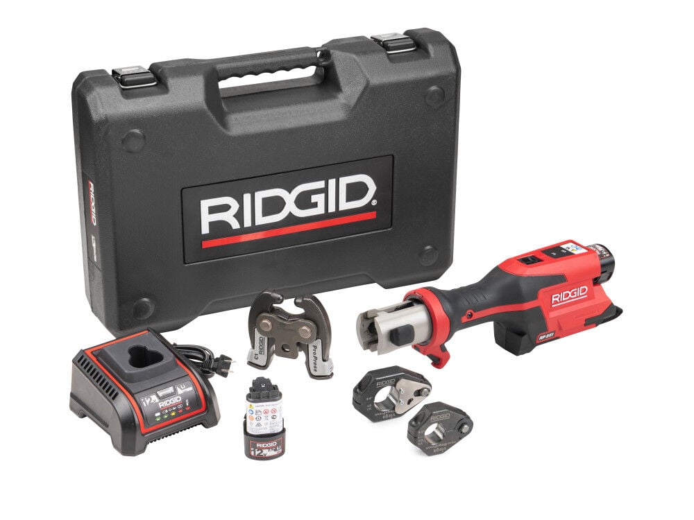 Ridgid RP 251 Press Tool Battery Kit (1/2 Inch-3/4 Inch) Rings with C1 Actuator – 78218