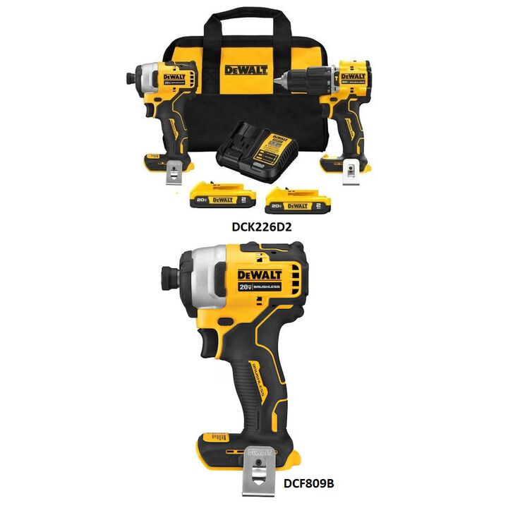 DEWALT 20V Max Atomic 2-Tool Combo Kit and Compact Impact Driver (Bare Tool) Bundle, large image number 1
