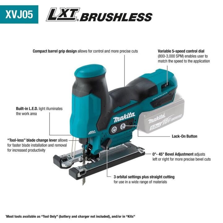 Makita 18V LXT Lithium-Ion Brushless Cordless Barrel Grip Jig Saw (Bare Tool), large image number 19