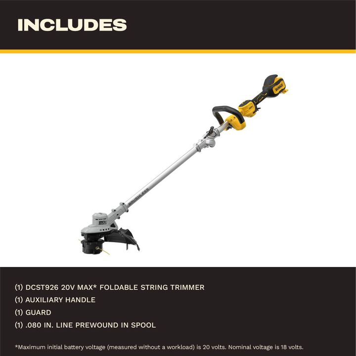 DEWALT 20V MAX Brushless Foldable String Trimmer (Bare Tool), large image number 1