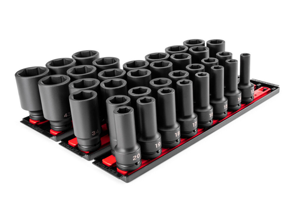 Tekton 3/4 Inch Deep 6 Point Socket Set, 34 Pieces, 13 - 50 mm - SID93119