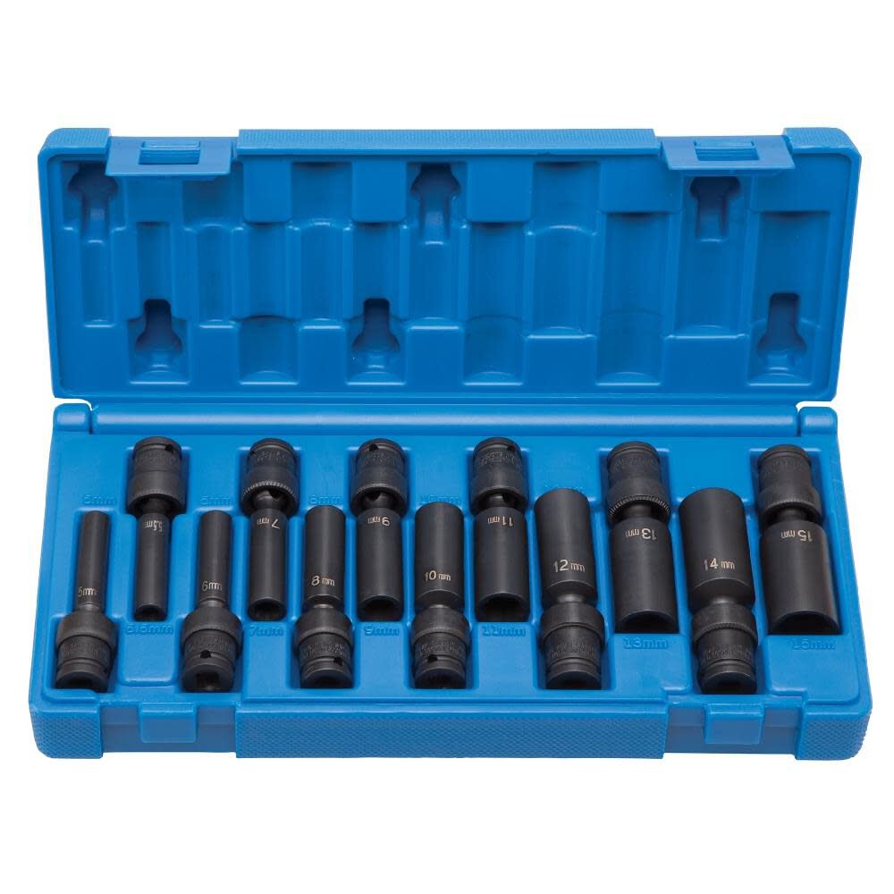 Universal Drive Set Grey Pneumatic 1/4 In. Drive Deep Length Surface Drive Universal Set ...