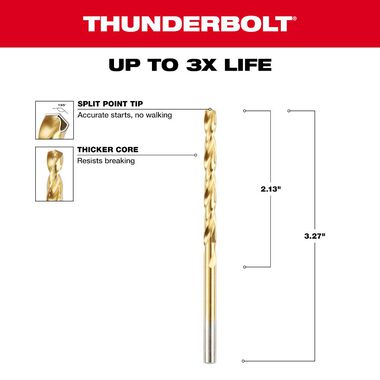 Milwaukee 11/64 In. Thunderbolt Titanium Coated Drill Bit, large image number 2
