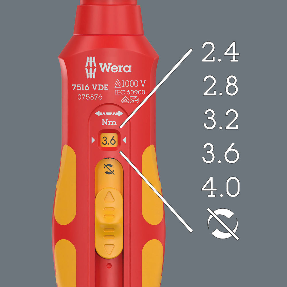 Wera Tools 7516 VDE 2.4-4.0 Nm Kraftform Insulated Safe Torque Screwdriver, large image number 3