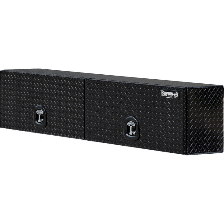 Buyers Products Company 16x13x88 Inch Gloss Black Diamond Tread Aluminum Topsider Truck Box with Flip-Up Doors, large image number 4