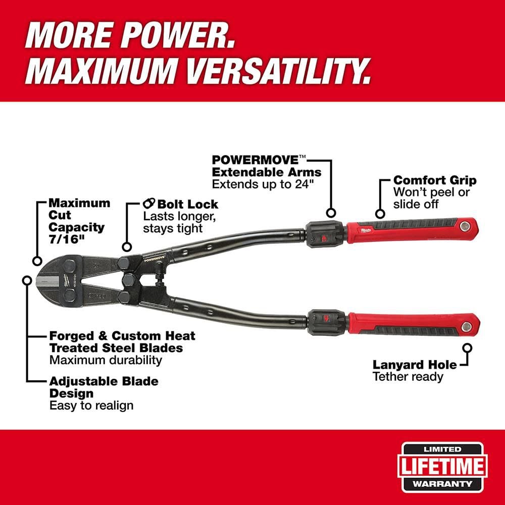 Milwaukee 24 In Adaptable Bolt Cutter With Powermove 48 22 4124 - Image 2