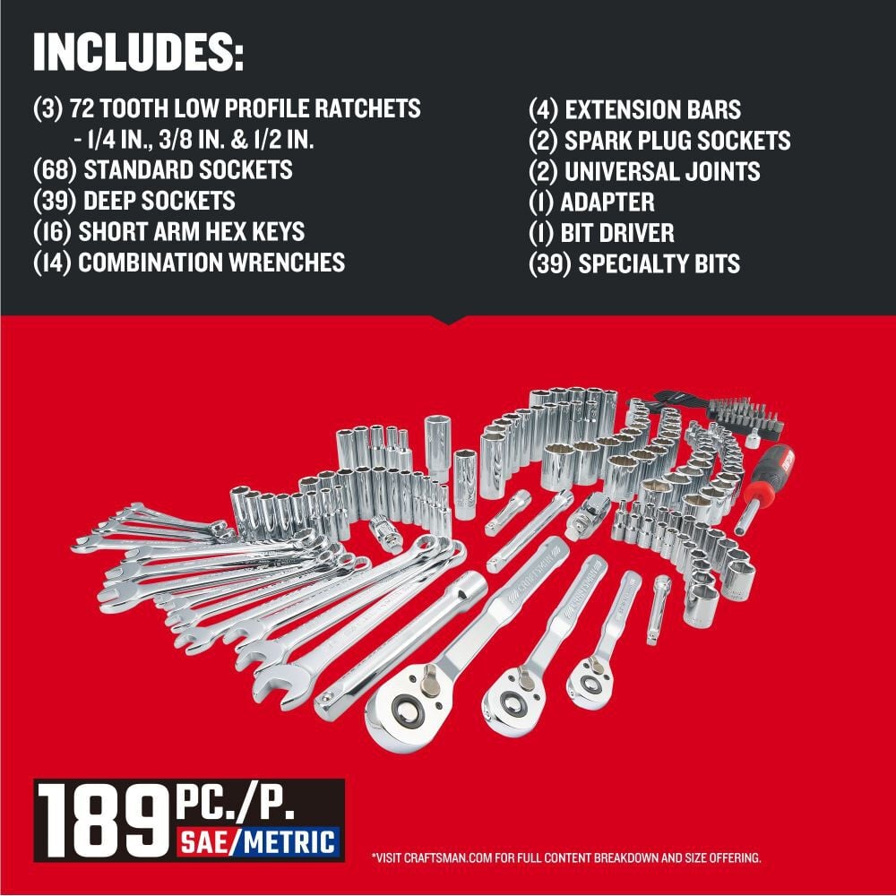 CRAFTSMAN 189Pc Mechanics Tool Set, large image number 5