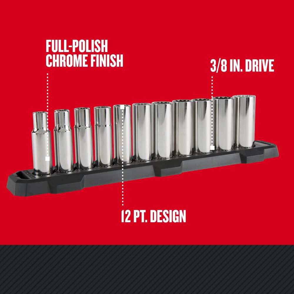 CRAFTSMAN 1/2-in Drive SAE 12 Point Deep Socket Set, 11pc, large image number 3