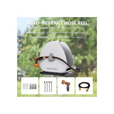 Giraffe Tools 1/2 Inch x 82 Foot Light Grey Garden Hose Reel, large image number 6