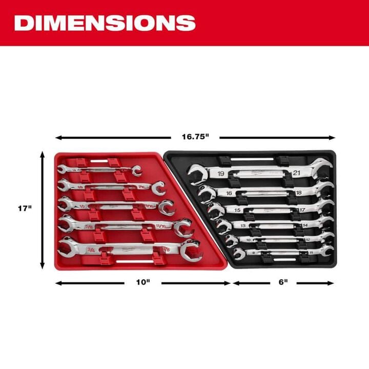 Milwaukee 5-Piece SAE, 6-Peice Metric Double End Flare Nut Wrench Set Bundle, large image number 4
