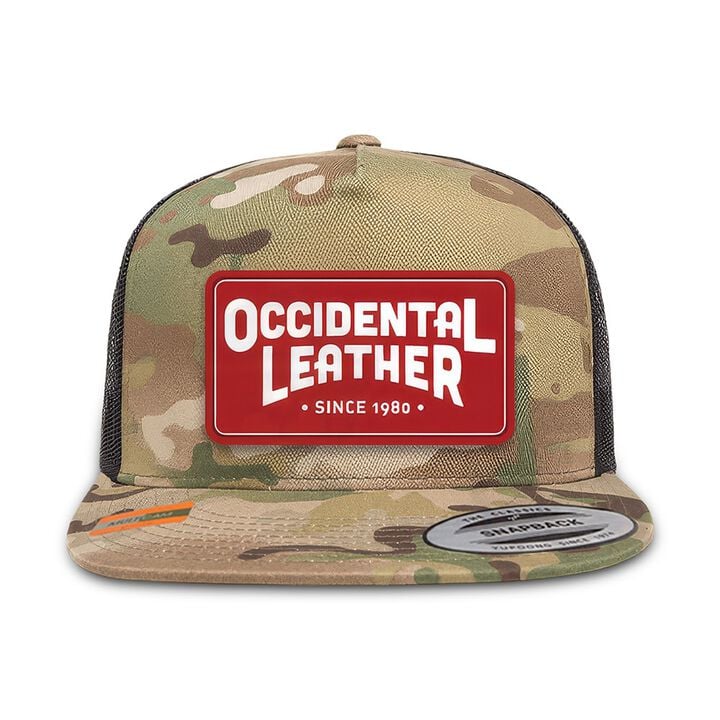 Occidental Leather Oxy Flatbill Trucker Hat Camo with Red Patch OSFM, large image number 1
