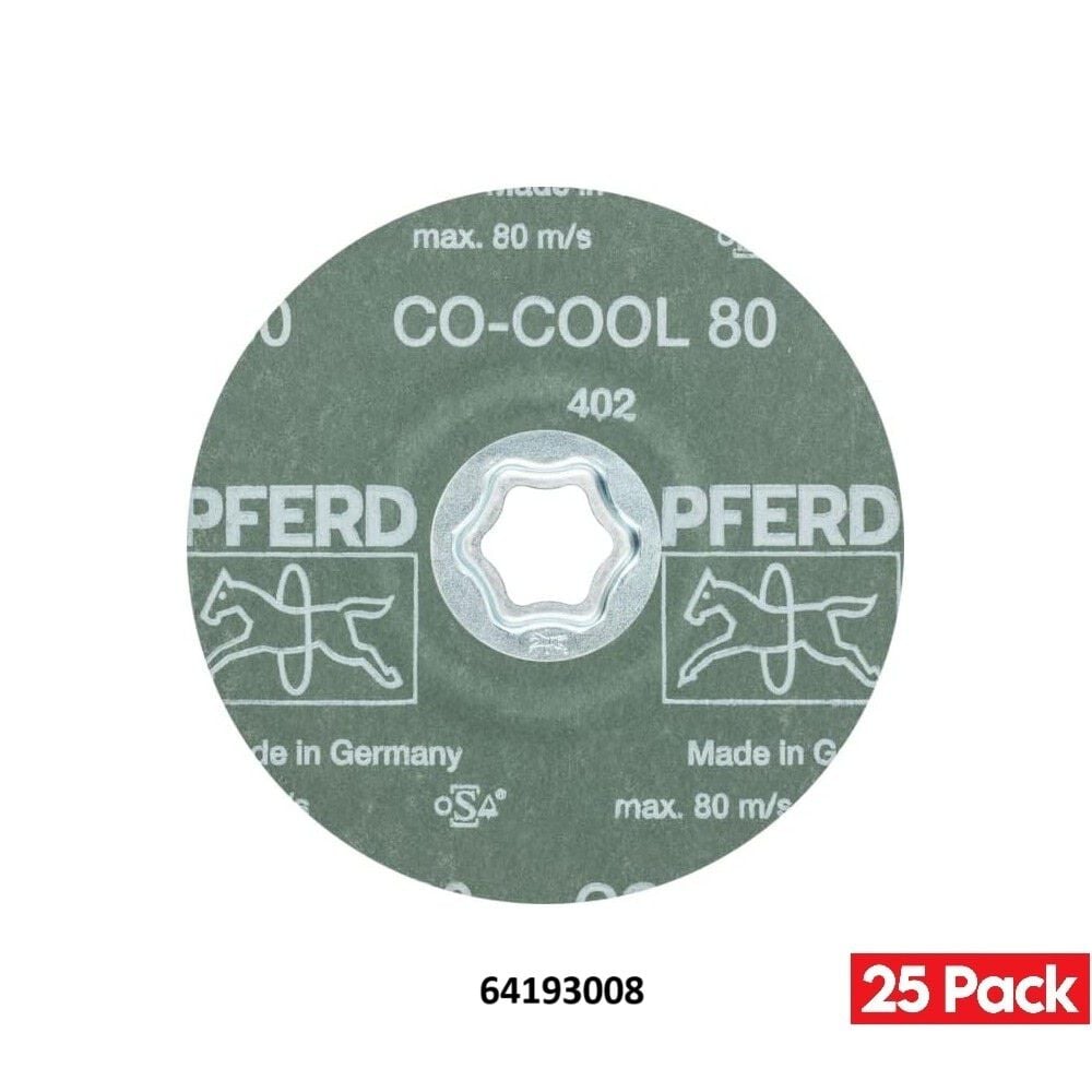 Pferd 4-1/2 Inch 80 Grit Ceramic Oxide CO-COOL Fiber Disc Bundle, 25 Pieces, large image number 2