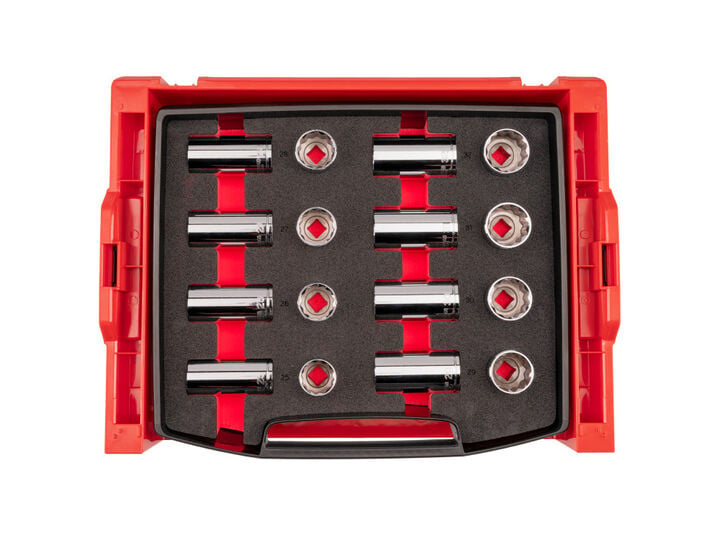 Tekton 1/2 Inch Shallow and Deep 12 Point Sockets, Drawer, 25- 32 mm, 16 Pieces, large image number 0