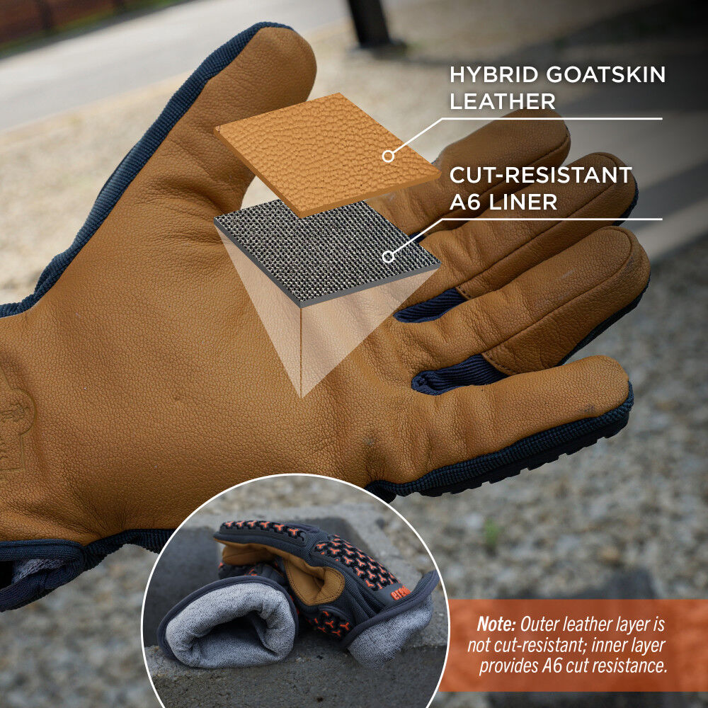 Ergodyne 712 Cut-Resistant Leather Impact Gloves Large Brown, large image number 4