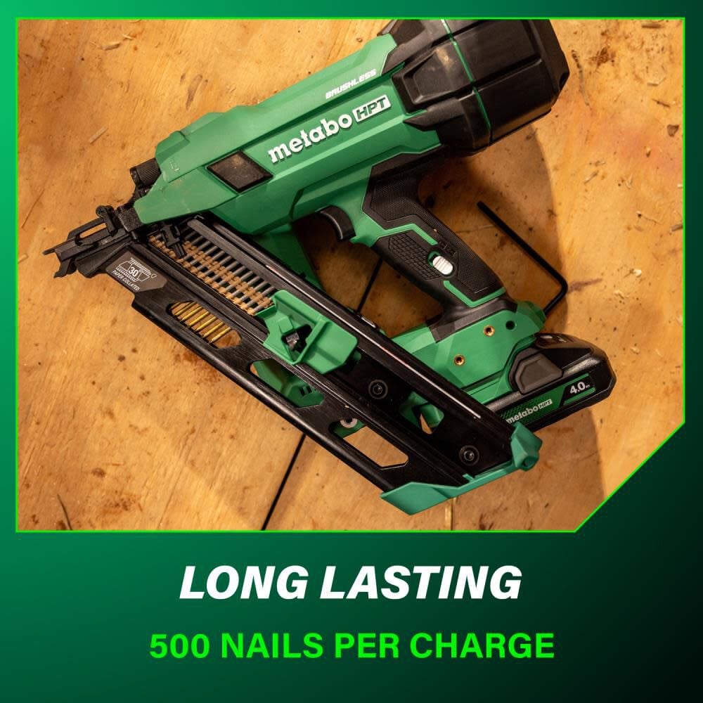 Metabo HPT 18V MultiVolt Cordless 30 Degree 3-1/2 Inch Paper Tape Framing Nailer Kit & 18 Inch Extended Magazine, large image number 8