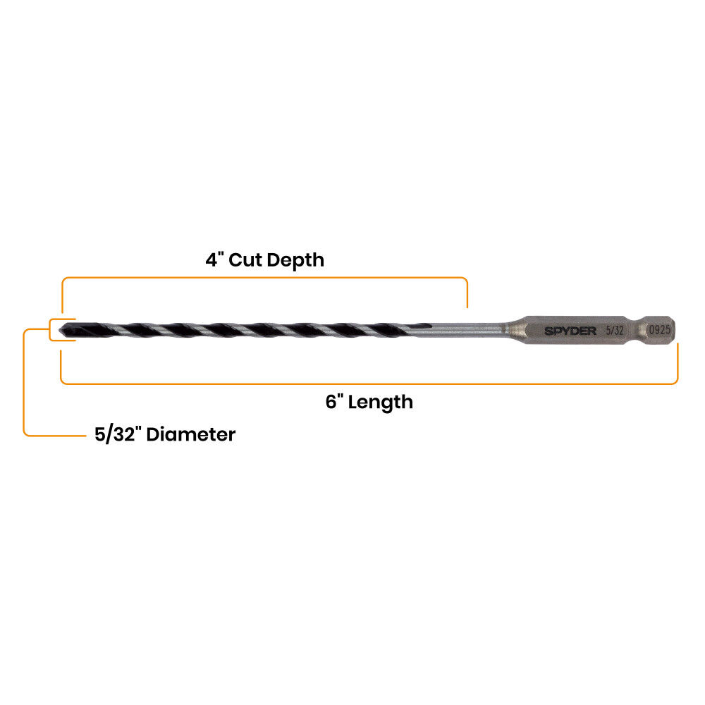 Spyder 5/32 Inch x 6 Inch Carbide-Tipped Impact Shank Hammer Drill Bit, large image number 7