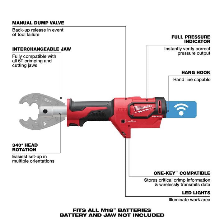 Milwaukee M18FORCE LOGIC 6T Utility Crimper, large image number 3
