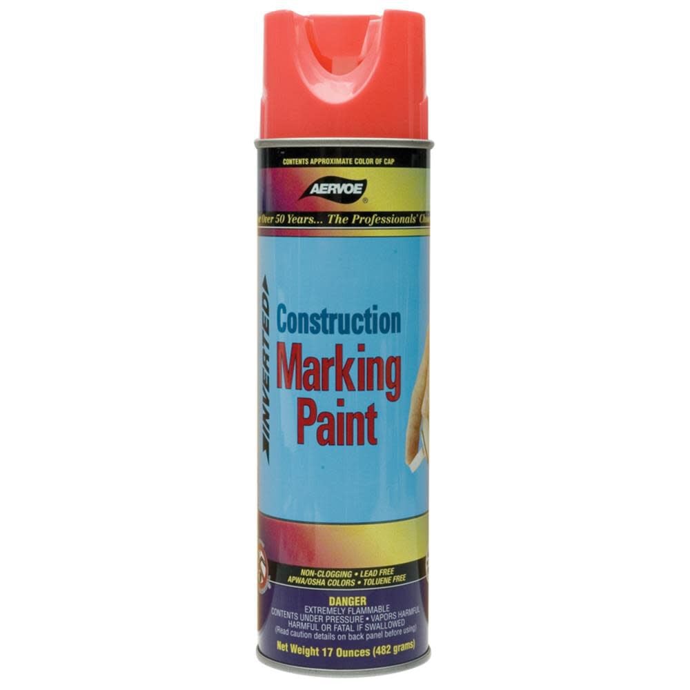 Aervoe 15 Oz Aerosol Fluorescent Orange Upside Down Construction Marking Paint, large image number 1