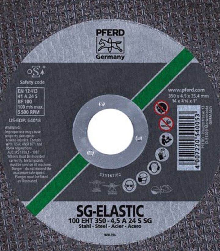 Pferd 14in x 3/16in Portable Cut-Off Wheel 1in A.H. - SG STEEL - Type 1, large image number 1