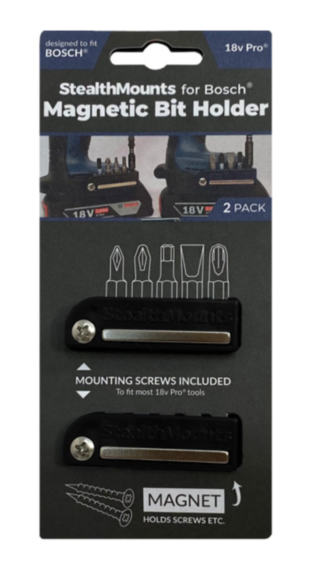 Stealthmounts Black Bit Holder For Bosch 2Pk Stealthmounts Black Bit Holder For Bosch 2Pk