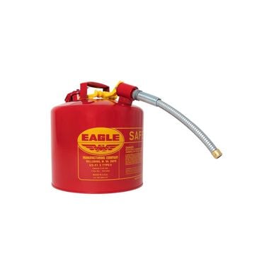 Eagle Manufacturing 5 Gallon Red Galvanized Steel Type II Safety Can with Metal Hose