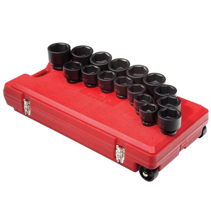 Sunex 1 Inch Drive SAE 6 Point Standard Impact Socket Set, 16 Piece, large image number 1