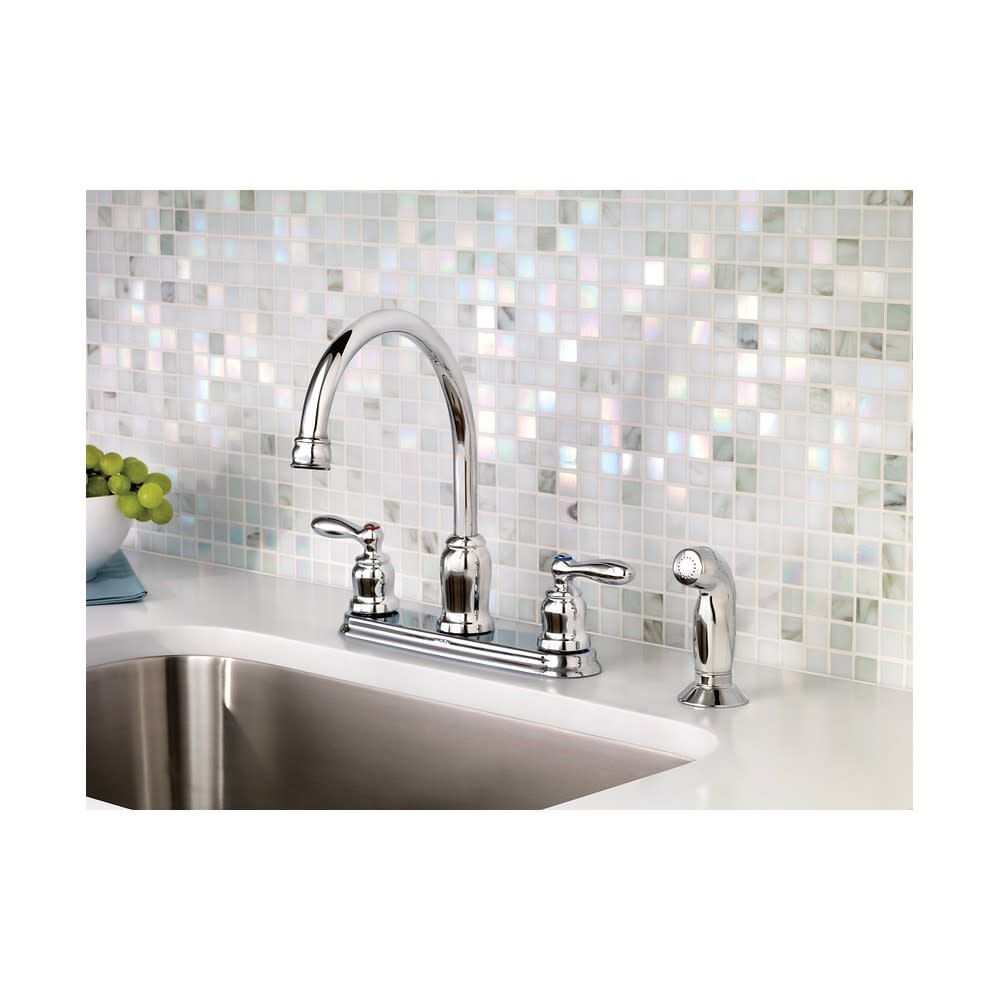 Moen Caldwell Chrome 2 Handle High Arc Kitchen Faucet with Spray