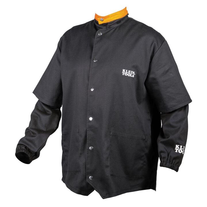 Klein Tools Flame-Resistant Welding Jacket with Removable Welding Sleeves, Black, XL