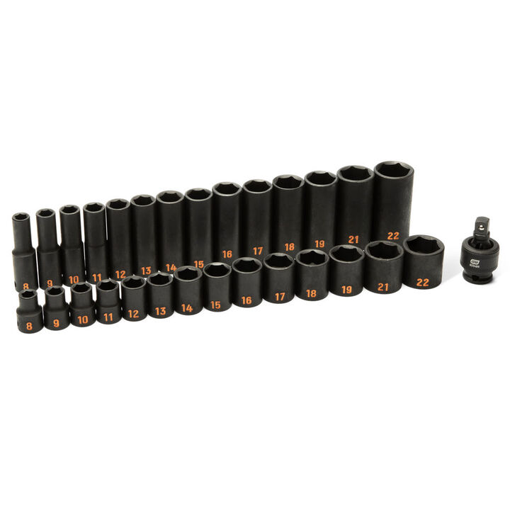 GEARWRENCH 3/8 Inch Drive 6 Point Metric Hi-Viz STD/DP Impact Socket Set 29 Pieces, large image number 0