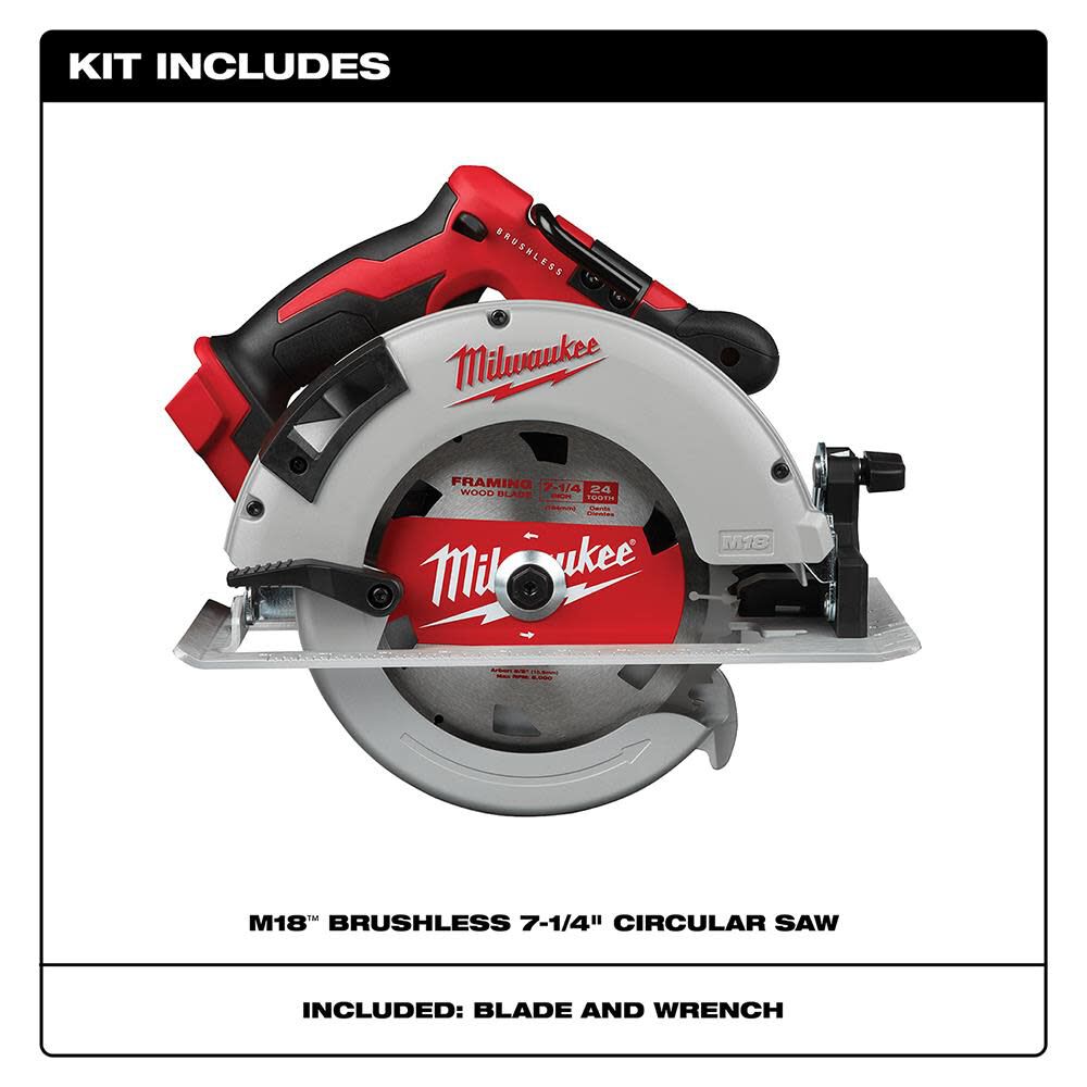 Milwaukee M18 Brushless 7-1/4 in. Circular Saw (Bare Tool) 2631-20 from  Milwaukee Acme Tools