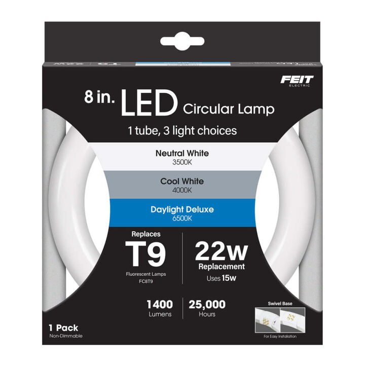 Feit Electric 8 Inch 20W 1400 Lumens T9 G10Q 4-Pin Circular LED Light White, large image number 1
