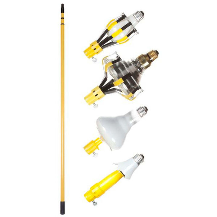 Bayco Products Light Bulb Changer with 11 Ft. 3-Section Steel Pole & 3 Changer Heads plus 2-Piece Broken Bulb Changer