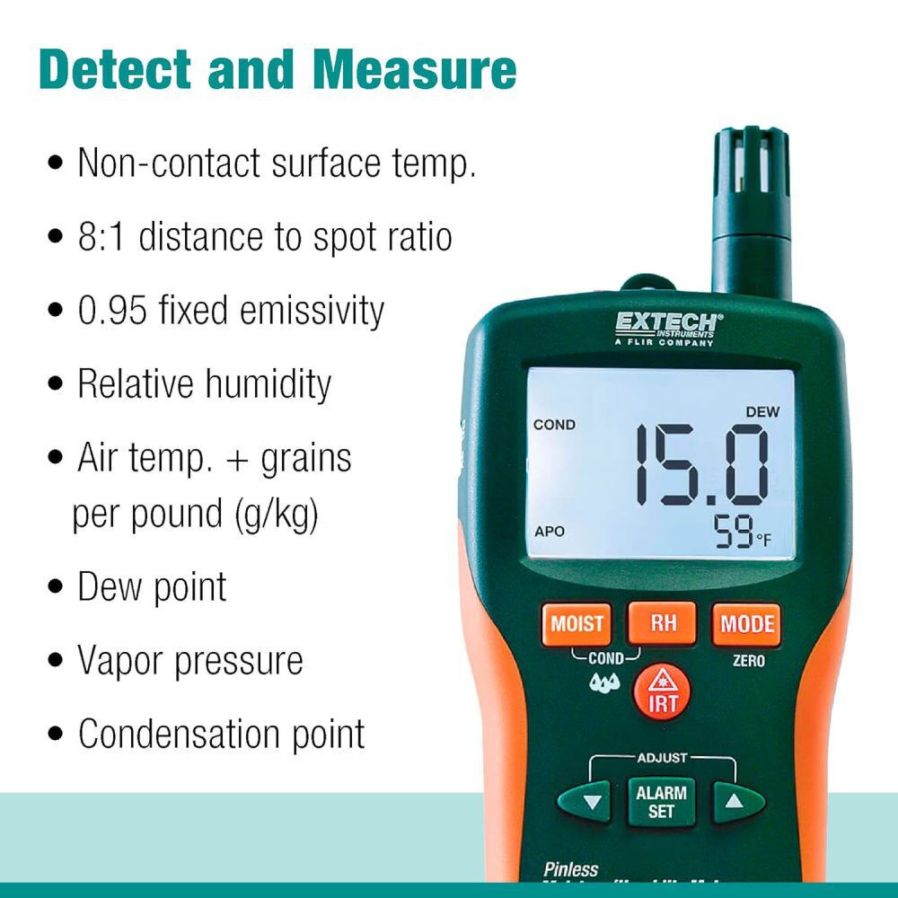 Extech MO290 Pinless Moisture Meter with IR Thermometer, large image number 5